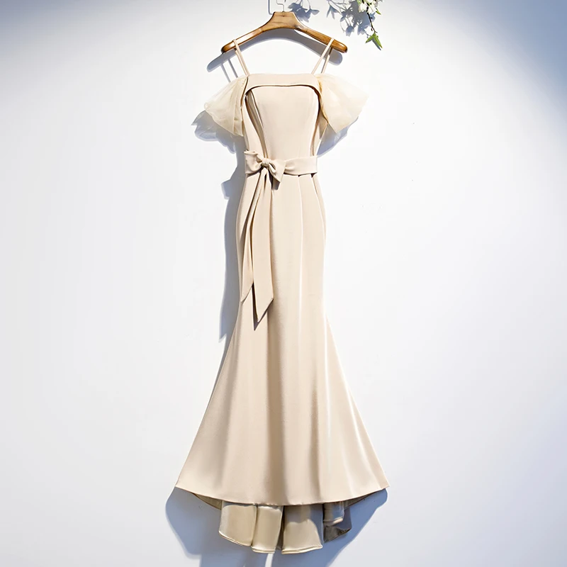 Champagne Boat Neck Evening Dress Spaghetti Strap Pleat Floor-Length Fashion Mermaid New Plus size Women Formal Party Gown C1391
Champagne Boat Neck Evening Dress Spaghetti Strap Pleat Floor-Length Fashion Mermaid New Plus size Women Formal Party Gown C1391