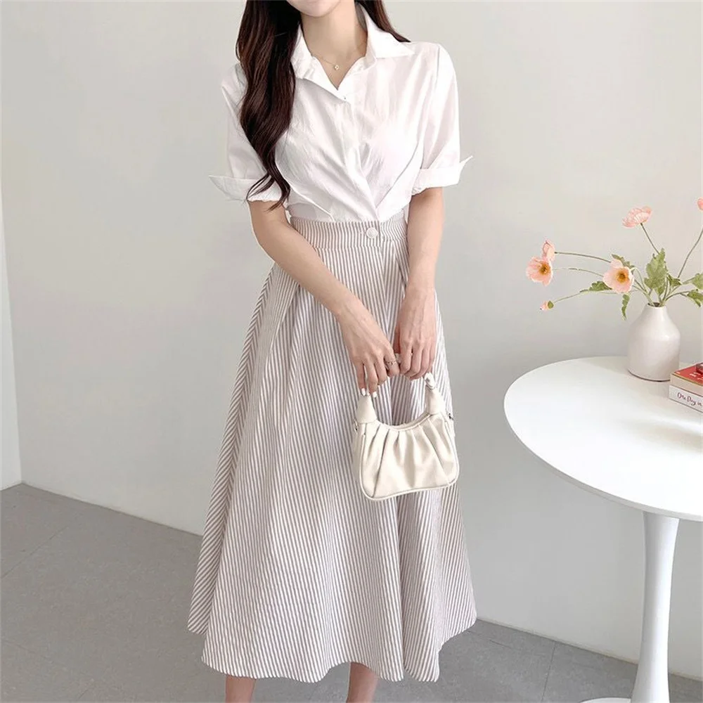 PLAMTEE French Patchwork A-Line Shirt Dress Lapel Stripes Fashion Puff Sleeve Summer All Match High Waist Work Wear Elegant OL
PLAMTEE French Patchwork A-Line Shirt Dress Lapel Stripes Fashion Puff Sleeve Summer All Match High Waist Work Wear Elegant OL