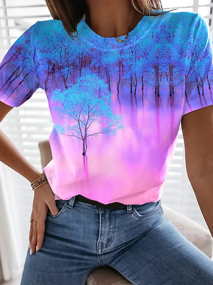 Summer Fashion New Women's Botanical Print T Shirt Basic Crew Neck Blush Pink/3D Print Floral Themed Short Sleeve Top
Summer Fashion New Women's Botanical Print T Shirt Basic Crew Neck Blush Pink/3D Print Floral Themed Short Sleeve Top