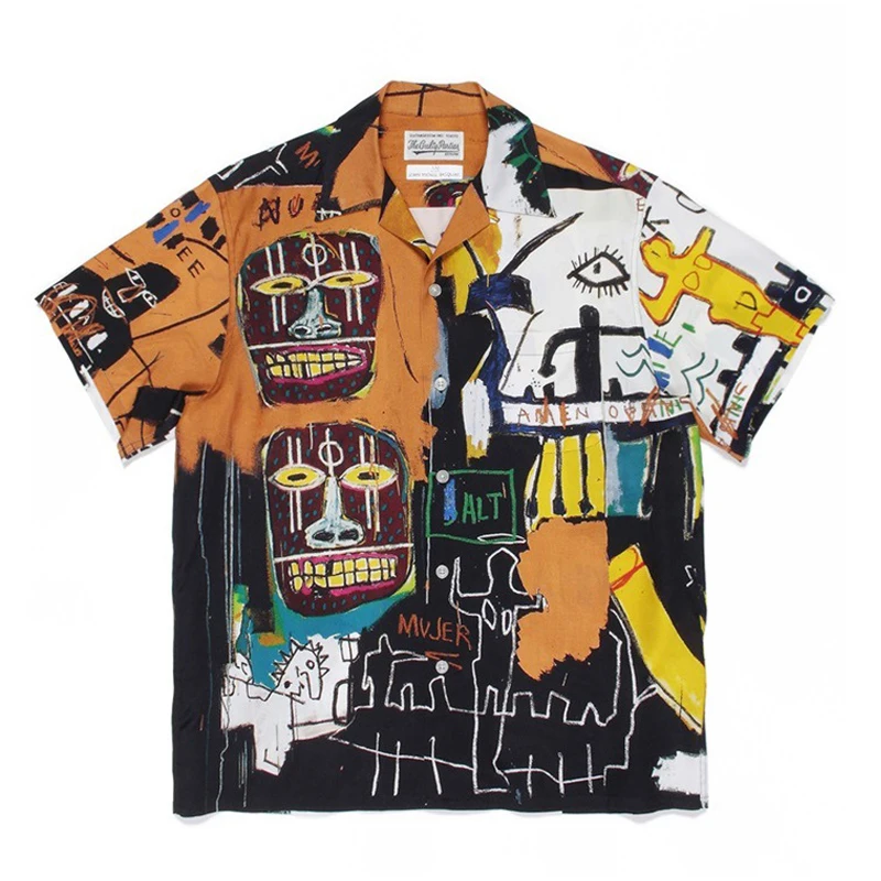 Japan Style Hawaiian Graffiti Print Loose Short Sleeved Men's and Women's Cardigan Summer WACKO MARIA Shirt High Street
Japan Style Hawaiian Graffiti Print Loose Short Sleeved Men's and Women's Cardigan Summer WACKO MARIA Shirt High Street