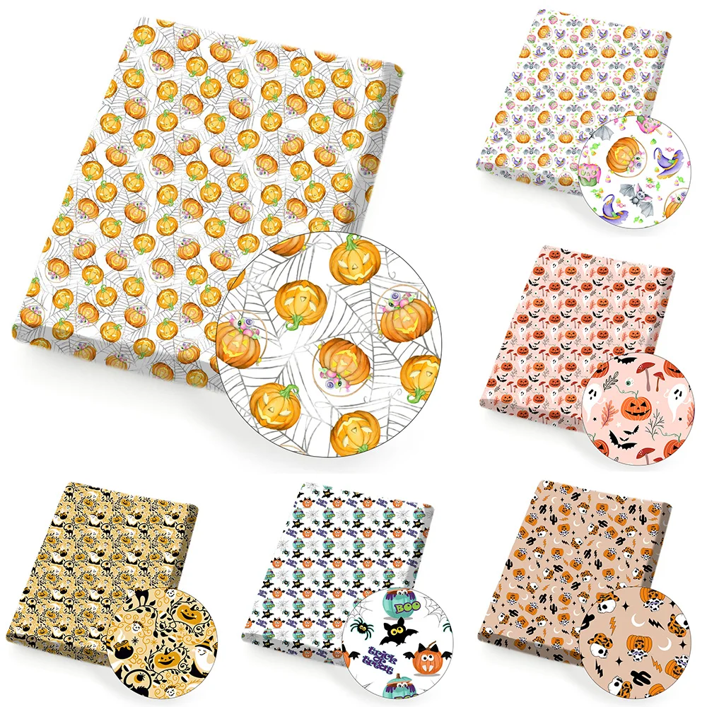 Polyester Cotton Fabric Halloween Pumpkin Bat Spider Web Print Bow Hairpin DIY Clothing Sewing Background Accessories 45*145cm
Polyester Cotton Fabric Halloween Pumpkin Bat Spider Web Print Bow Hairpin DIY Clothing Sewing Background Accessories 45*145cm