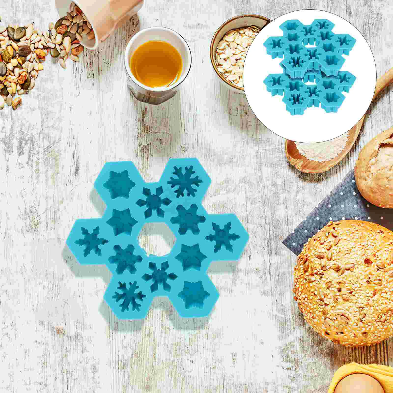 

2 Pcs 12 Grids Silicone Ice Cube Trays Snowflake Shaped Chocolate DIY Mould Cupcake Dessert Baking Mold (Sky-blue)