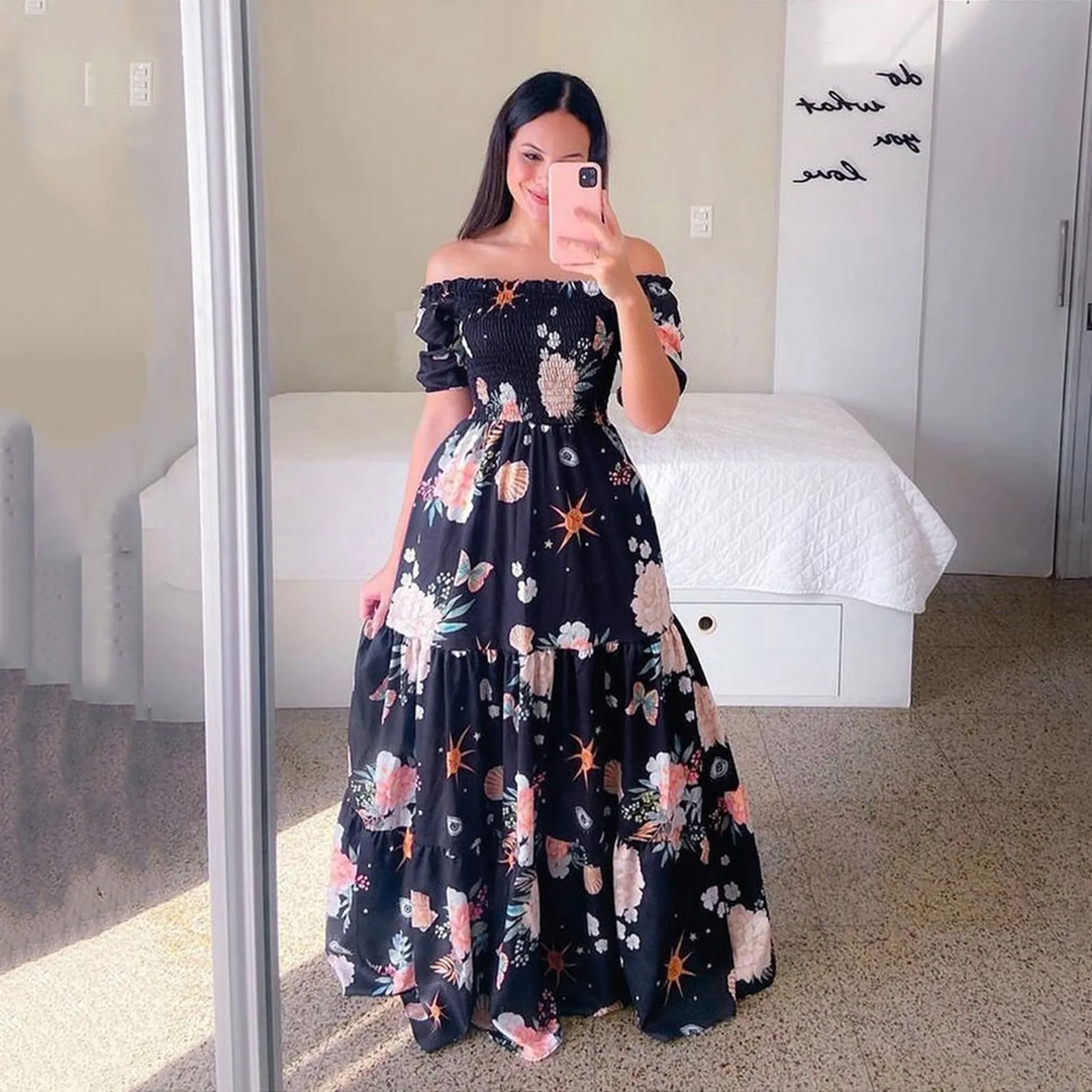 Summer Women’s Off Shoulder Maxi Dress Fower Short Sleeves High Waist Pleated Long Dresses
Summer Women’s Off Shoulder Maxi Dress Fower Short Sleeves High Waist Pleated Long Dresses