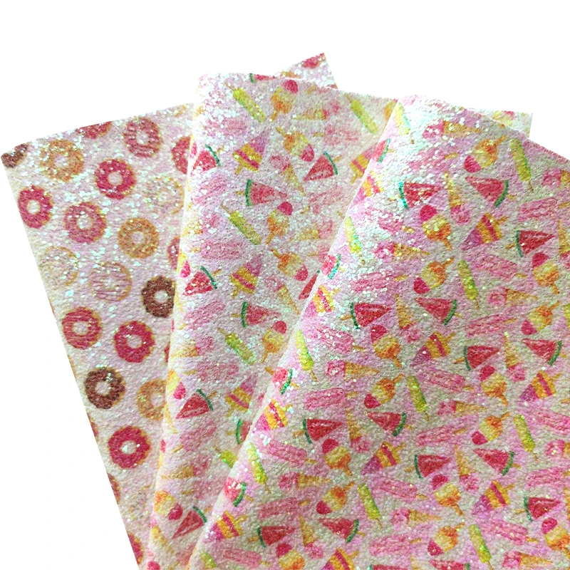 Ice Cream Printed Chunky Glitter Faux Leather Fabric Shiny Synthetic Leather Faux Hairbow Fabric DIY Accessories 46x135cm
Ice Cream Printed Chunky Glitter Faux Leather Fabric Shiny Synthetic Leather Faux Hairbow Fabric DIY Accessories 46x135cm