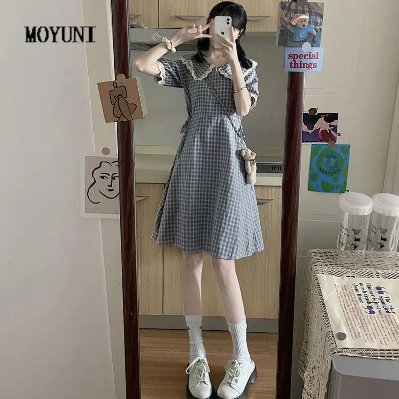 MOYUNI Kawaii Plaid Dress Women Blue Lace Patchwork Peter Pan Collar 2022 Summer Dresses Korean Fashion Vintage Sundress
MOYUNI Kawaii Plaid Dress Women Blue Lace Patchwork Peter Pan Collar 2022 Summer Dresses Korean Fashion Vintage Sundress