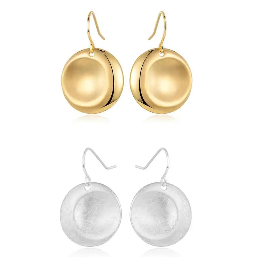 

Shineland New Fashion Hammered Earring For Womens bijoux Trendy Metal Jewelry Alloy Geometric Statement Drop Earrings Cheap