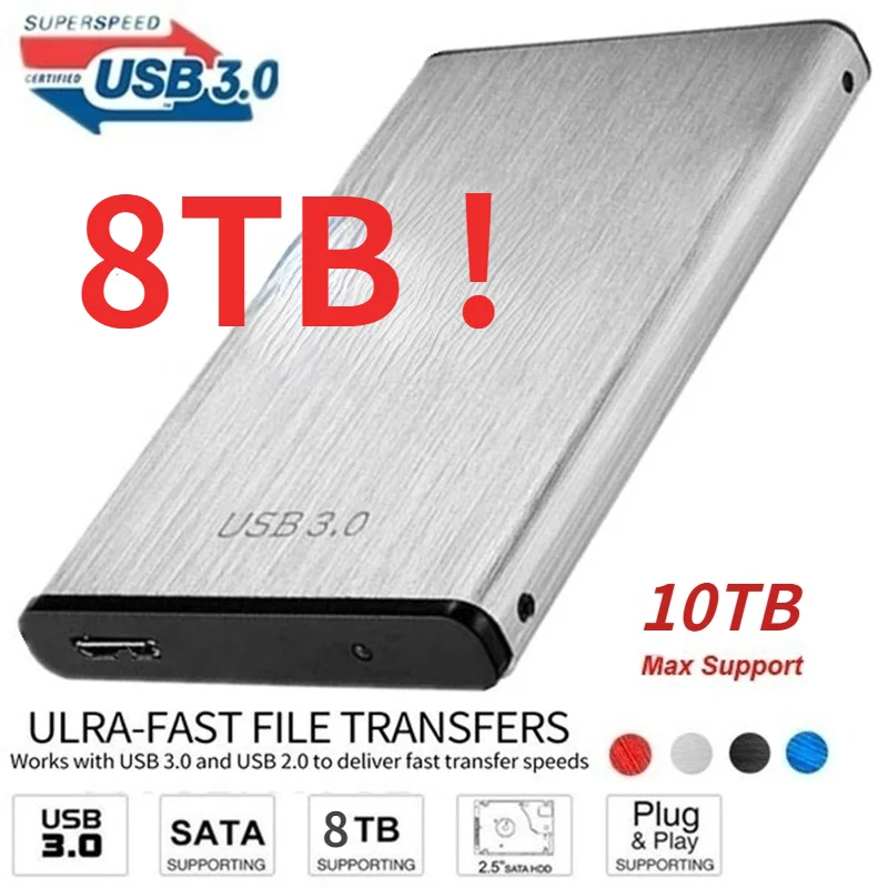 1TB 2TB 4TB 8TB Portable External Hard Drive USB3.0 HDD 2.5 Inch 1TB Hard Disk Storage Devices for Desktop Laptop
1TB 2TB 4TB 8TB Portable External Hard Drive USB3.0 HDD 2.5 Inch 1TB Hard Disk Storage Devices for Desktop Laptop