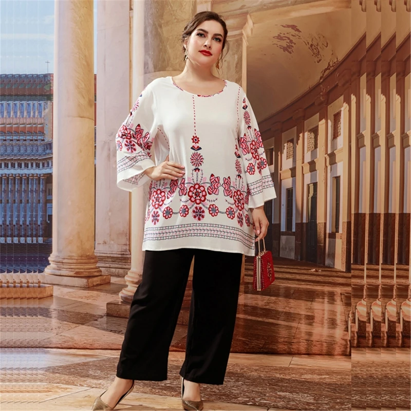 Women Long Sleeves Blouses Plus Size Floral Printed T-shirt Tops Sweet O-Neck Pullover Tee Shirt Blouse for Dating Daily
Women Long Sleeves Blouses Plus Size Floral Printed T-shirt Tops Sweet O-Neck Pullover Tee Shirt Blouse for Dating Daily