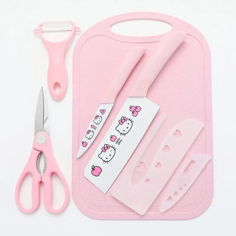 5-Piece Set Kawaii Hellokitty Kitchen Knife Chopping Board Combination Set Household Kitchen Knife Anti-Rust Kitchen Knife
5-Piece Set Kawaii Hellokitty Kitchen Knife Chopping Board Combination Set Household Kitchen Knife Anti-Rust Kitchen Knife