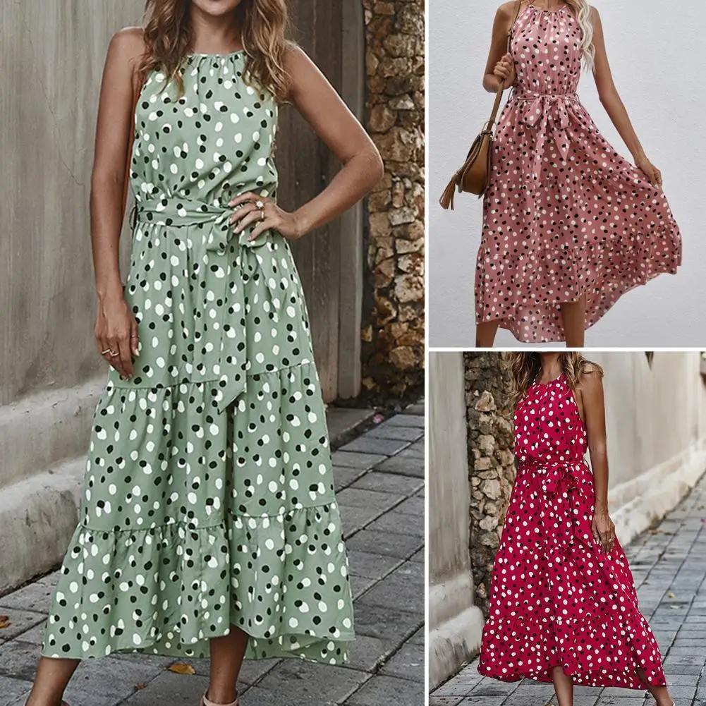 2022 The New Dot Printing Long Dress Women Sleeveless Halter Neck Coffee Casual Dresses Lady Summer Beach Party Dress Sundress
2022 The New Dot Printing Long Dress Women Sleeveless Halter Neck Coffee Casual Dresses Lady Summer Beach Party Dress Sundress