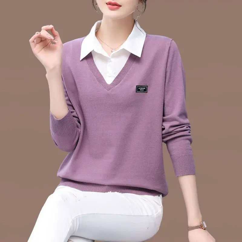 New Bottoming Shirt Sweater Women's Long-sleeved Stitching Turn-down Collar Neck Hollow Loose Knitted Top Pullover G558
New Bottoming Shirt Sweater Women's Long-sleeved Stitching Turn-down Collar Neck Hollow Loose Knitted Top Pullover G558