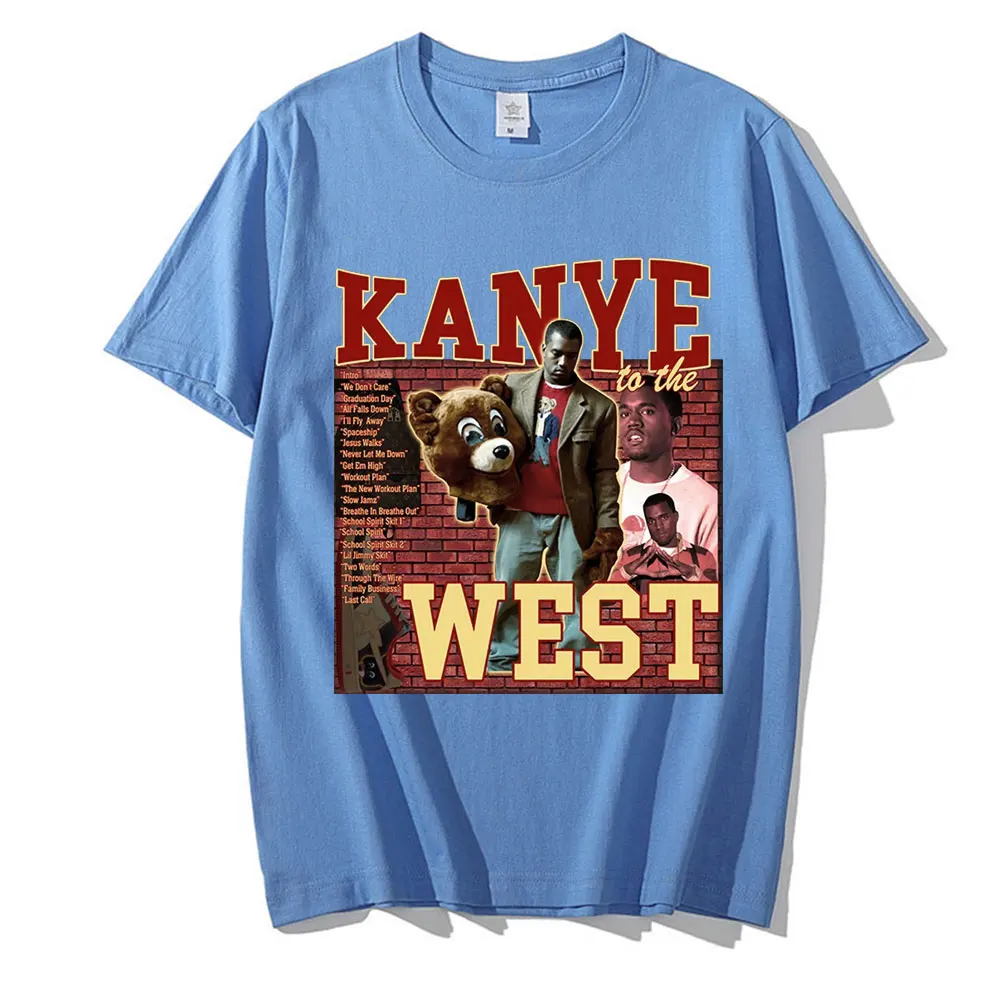 Винтажная черная футболка унисекс Kanye West 90-х годов Мужская ретро футболки с