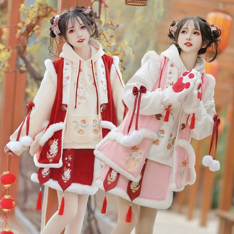 Новинка, женский зимний костюм Han Xu Hanfu, свитер, зимнее бархатное платье 
Новинка, женский зимний костюм Han Xu Hanfu, свитер, зимнее бархатное платье