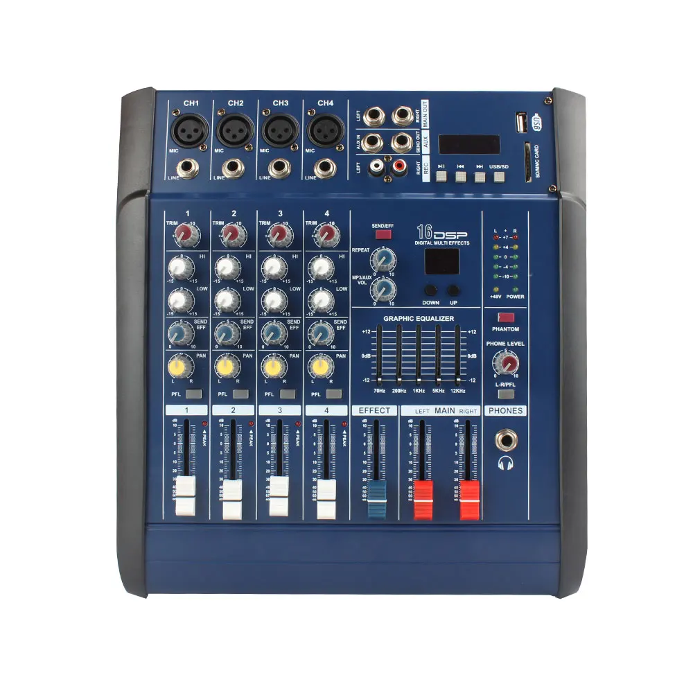 ELM Factory wholesale 250W*2 audio mixer amplifier professional mixer audio effect sound mixer dj console
ELM Factory wholesale 250W*2 audio mixer amplifier professional mixer audio effect sound mixer dj console