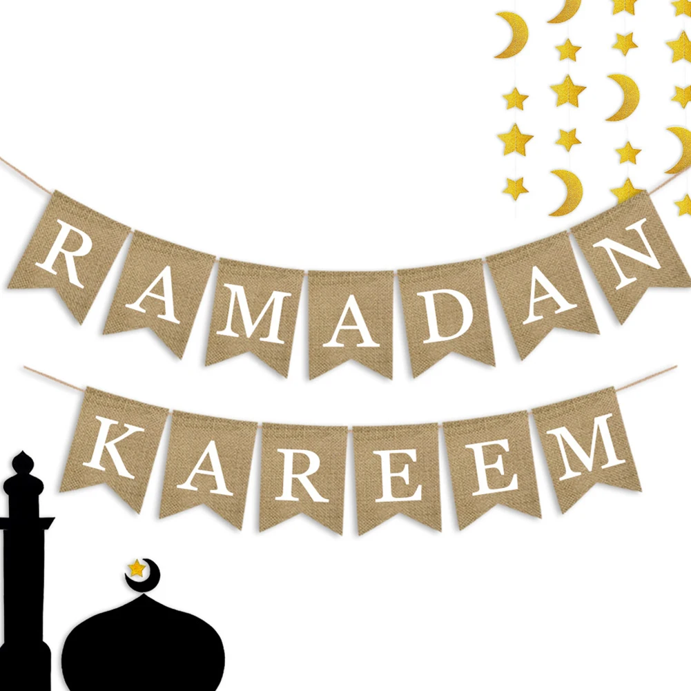 Ramadan Kareem Eid Mubarak Banner Bunting Decoration Muslim Islamic Home Decor(Linen)
Ramadan Kareem Eid Mubarak Banner Bunting Decoration Muslim Islamic Home Decor(Linen)