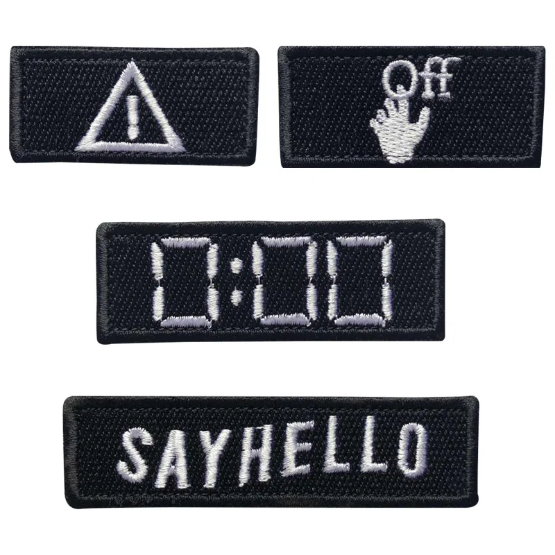 20pcs/lot Number Symbol Embroidery Patch Hook Loop Black Letter Hello Clock Cloth Label Competition Chapter Badge Cloth Sticker
20pcs/lot Number Symbol Embroidery Patch Hook Loop Black Letter Hello Clock Cloth Label Competition Chapter Badge Cloth Sticker