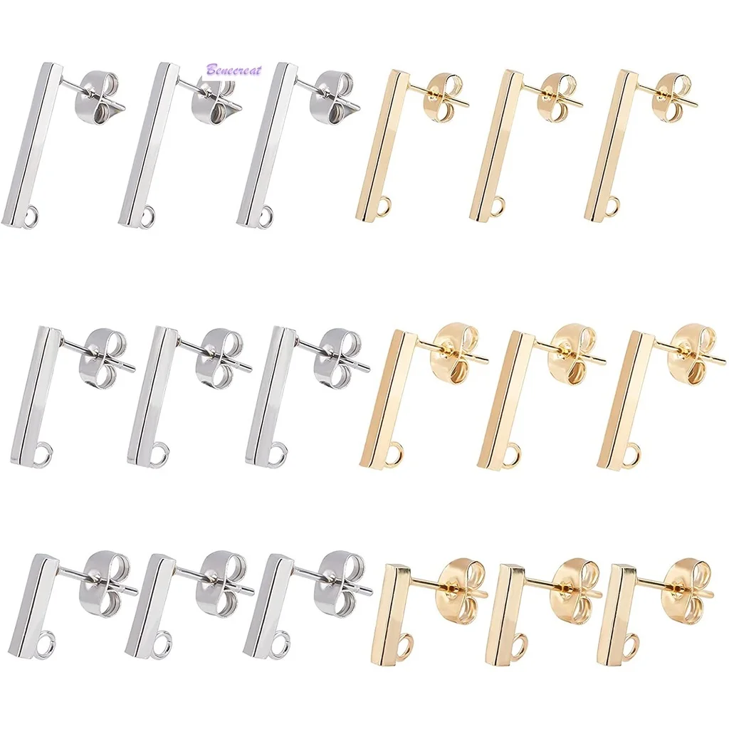 36PCS 10-20mm Rectangle Stud Earring with Ear Nut 2 Colors Hypoallergenic Steel Earring Earring Finding for DIY Jewelry Making 
36PCS 10-20mm Rectangle Stud Earring with Ear Nut 2 Colors Hypoallergenic Steel Earring Earring Finding for DIY Jewelry Making