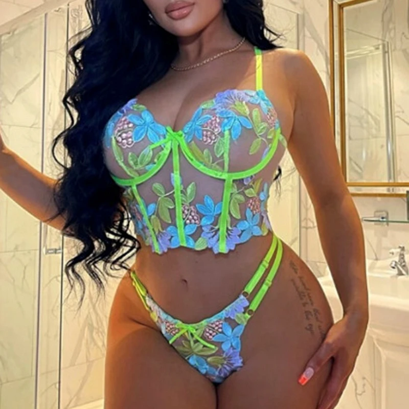 Fancy Embroidery Underwear 2 Pieces Sexy Lingerie Crop Tops Women Lace Transparent Bra and Panty Erotic Intimate Nightie
Fancy Embroidery Underwear 2 Pieces Sexy Lingerie Crop Tops Women Lace Transparent Bra and Panty Erotic Intimate Nightie