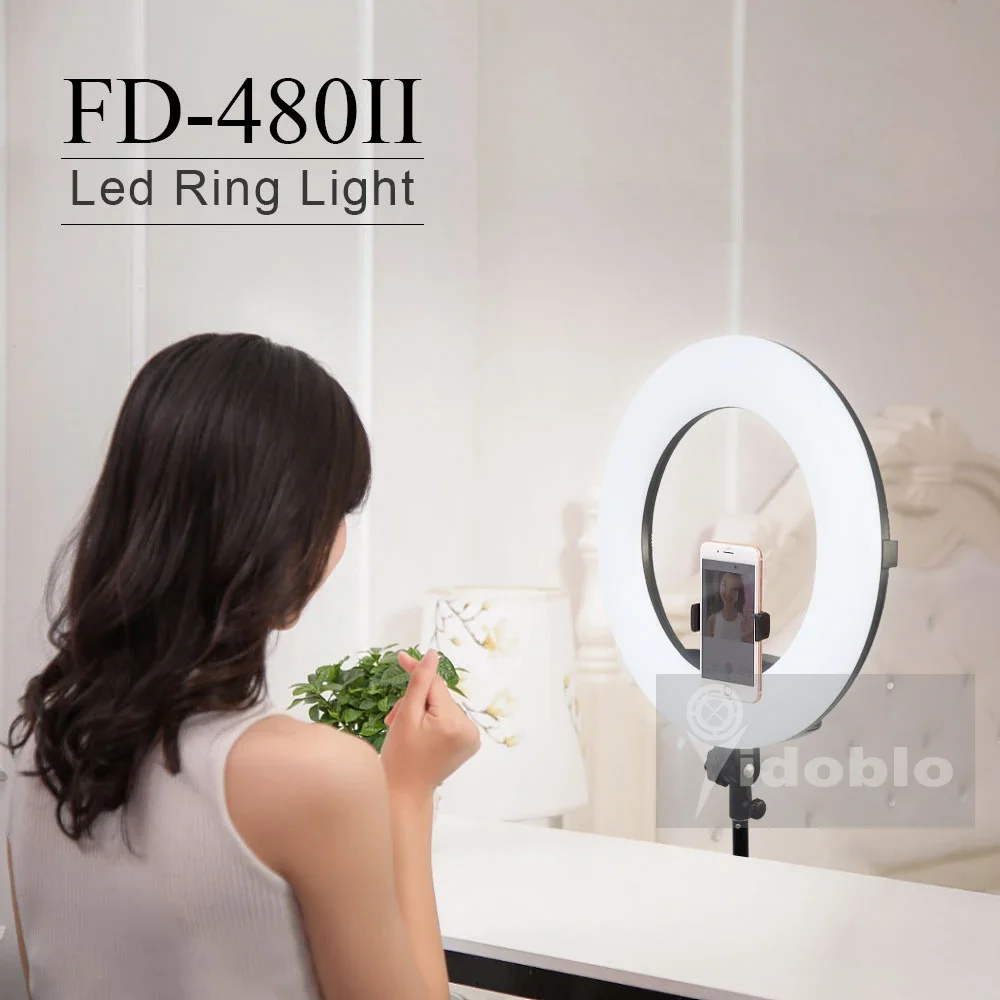

Yidoblo FD-480II 18" LED Ring Light Kit 480 LED Warm Cold Color Adjustable Photographic Video Lighting+ Stand (2M)+ Soft Bag