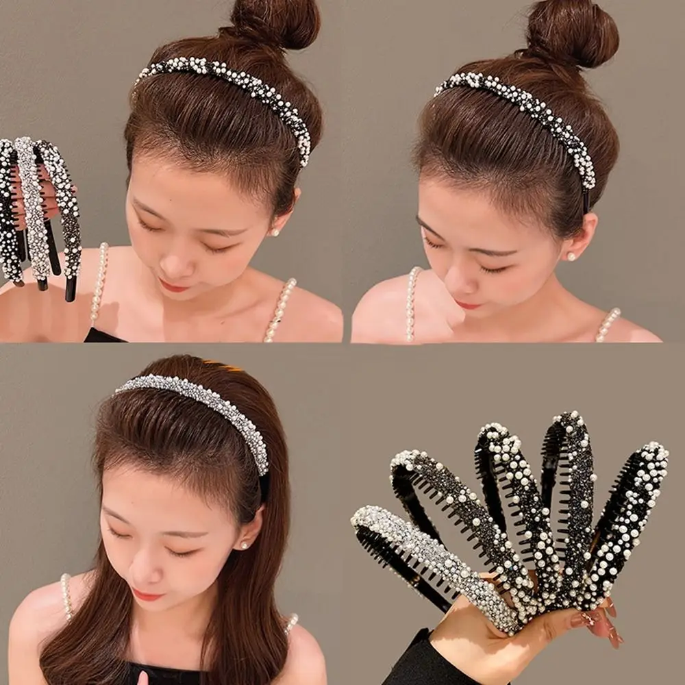 with Toothed Rhinestone Headband Fashion Make Up Crystal Pearl Hairband Hair Clips Hair Hoop Non-slip
with Toothed Rhinestone Headband Fashion Make Up Crystal Pearl Hairband Hair Clips Hair Hoop Non-slip