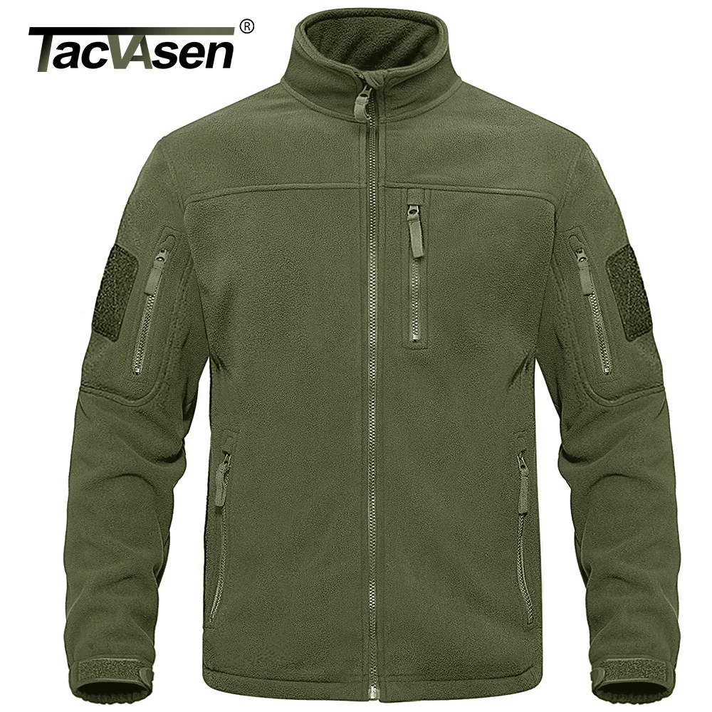 

TACVASEN Full Zip Up Tactical Army Fleece Jacket Military Thermal Warm Police Work Coats Mens Safari Jacket Outwear Windbreaker