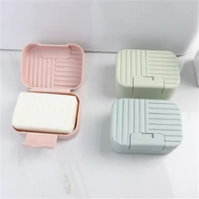 Soap Box Dish Plate with Lid Lock Sealed Travel Hiking Leakproof Container Holder Home Shower Bathroom Storage Cover Case