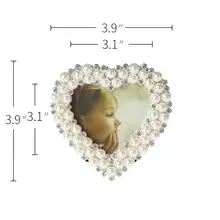 Silver Plated Pearl Photo Frame, 3 x 3 Decorative Wedding Frame Tabletop, Gift for Mothers Day, Valentines Day, Friends