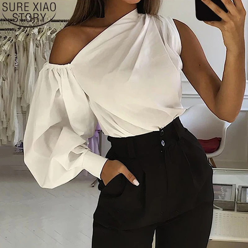 Women Tops Streetwear Casual Loose Clothes Cotton One Shoulder Blouse S-5XL Lantern Sleeve Fashion Asymmetrical Shirts 20454
Women Tops Streetwear Casual Loose Clothes Cotton One Shoulder Blouse S-5XL Lantern Sleeve Fashion Asymmetrical Shirts 20454