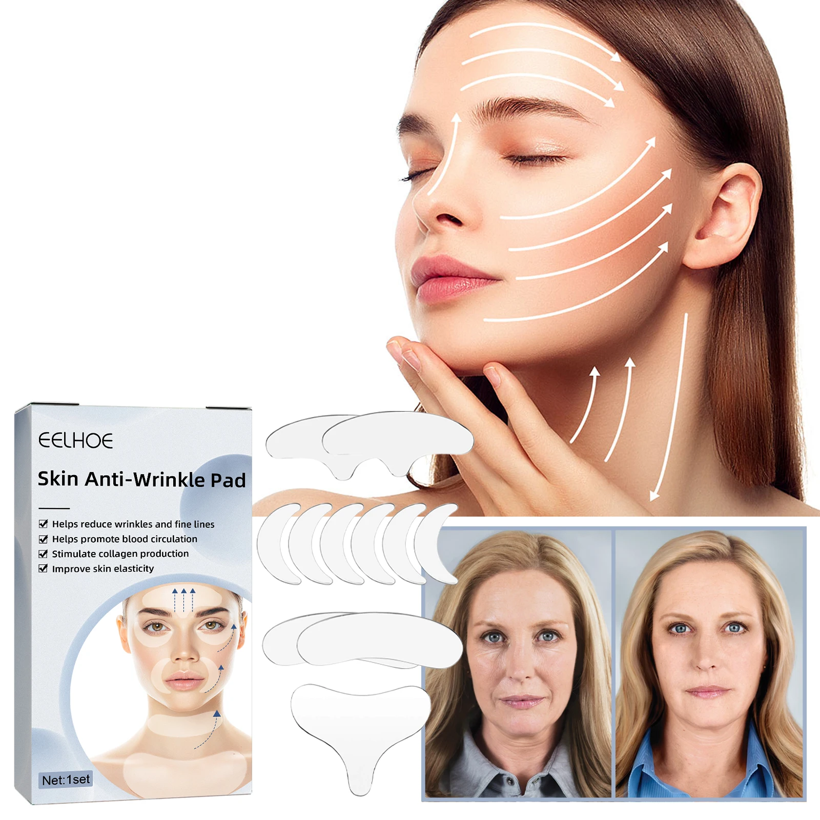 11 Pieces of Reusable Silicone Anti-Wrinkle Pads Anti-Aging Moisturizing Neck Pad Forehead Pad Set Women Skin Care Sequin Masks
11 Pieces of Reusable Silicone Anti-Wrinkle Pads Anti-Aging Moisturizing Neck Pad Forehead Pad Set Women Skin Care Sequin Masks