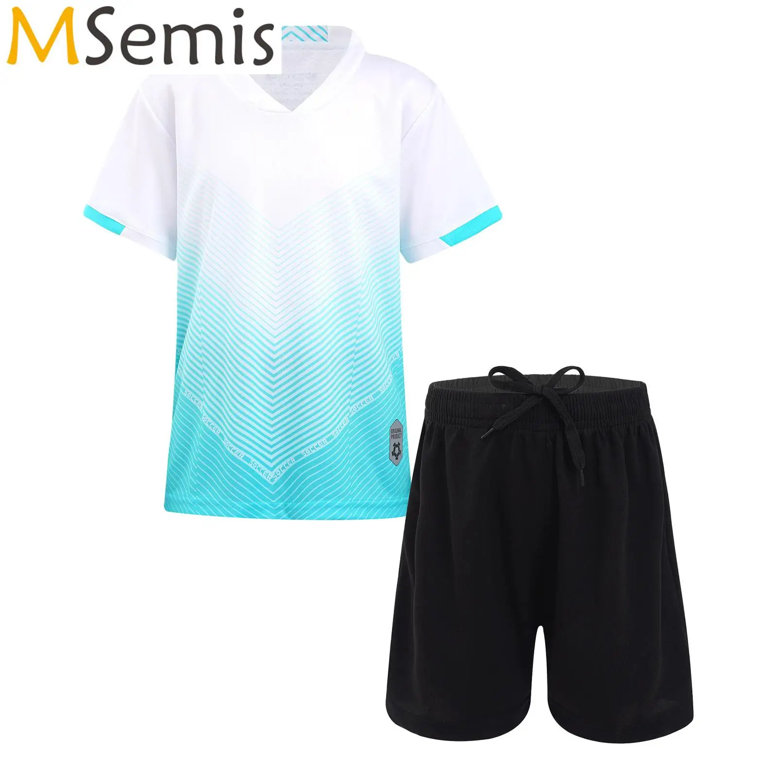 Kids Boys Two-Piece Football Team Uniform Basketball Sport Outfits Gradient Print V Neck Short Sleeve T-Shirt Drawstring Shorts
Kids Boys Two-Piece Football Team Uniform Basketball Sport Outfits Gradient Print V Neck Short Sleeve T-Shirt Drawstring Shorts
