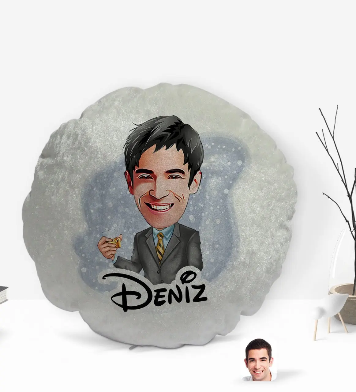 Personalized Is Male Caricature Of Round Decorative pillow Decorate Yastık-52 
Personalized Is Male Caricature Of Round Decorative pillow Decorate Yastık-52