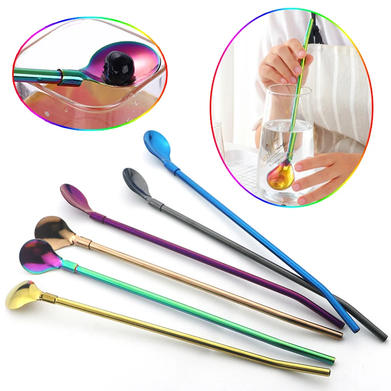 Bar Cocktail Coffee Stirring Drinking Spoon Stainless Steel Straw Multicolor Tea Scoop Long Straw Spoon Portable Reusable
Bar Cocktail Coffee Stirring Drinking Spoon Stainless Steel Straw Multicolor Tea Scoop Long Straw Spoon Portable Reusable
