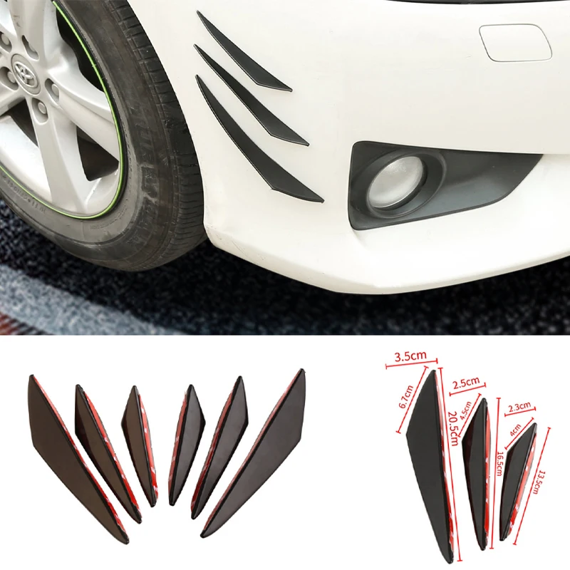 

New 6pcs/set Universal Front Bumper Lip Decoration Diffuser Splitter Fins Body Spoiler Canards Valence Chin Car Tuning Canard