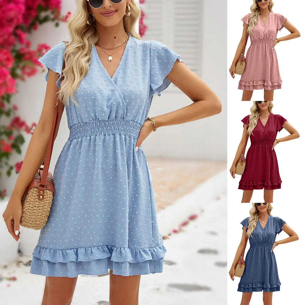 Summer Dress Women V-neck Ruffled Sleeve Chiffon Mini Dress Fresh Sweet Short Skirt Women Clothing Vintage Dresses Streetwear
Summer Dress Women V-neck Ruffled Sleeve Chiffon Mini Dress Fresh Sweet Short Skirt Women Clothing Vintage Dresses Streetwear