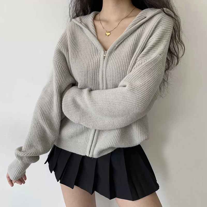 Women Drop Shoulder Zip Up Slouchy Knit Hooded Cardigan Chunky Hooded Relaxed Cardigan
Women Drop Shoulder Zip Up Slouchy Knit Hooded Cardigan Chunky Hooded Relaxed Cardigan