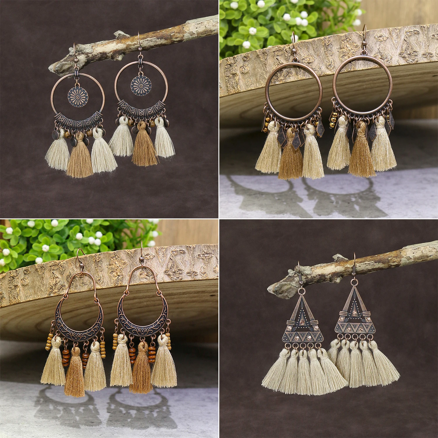 Vintage Ethnic Brown Tassel Earrings for Women Boho Gold Color Drop Oil Flower Hollow Circle Geometric Dangle Earrings Jewelry
Vintage Ethnic Brown Tassel Earrings for Women Boho Gold Color Drop Oil Flower Hollow Circle Geometric Dangle Earrings Jewelry