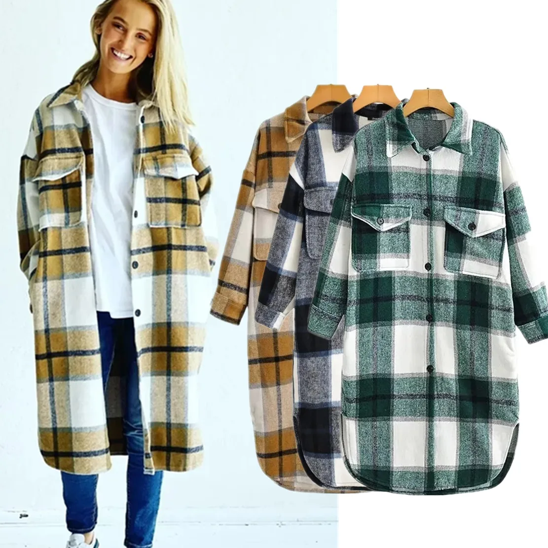 Jenny&Dave Ins Fashion Blogger Multicolor Vintage Woolen Plaid Pockets Loose Long Jacket Overcoat Women
Jenny&Dave Ins Fashion Blogger Multicolor Vintage Woolen Plaid Pockets Loose Long Jacket Overcoat Women