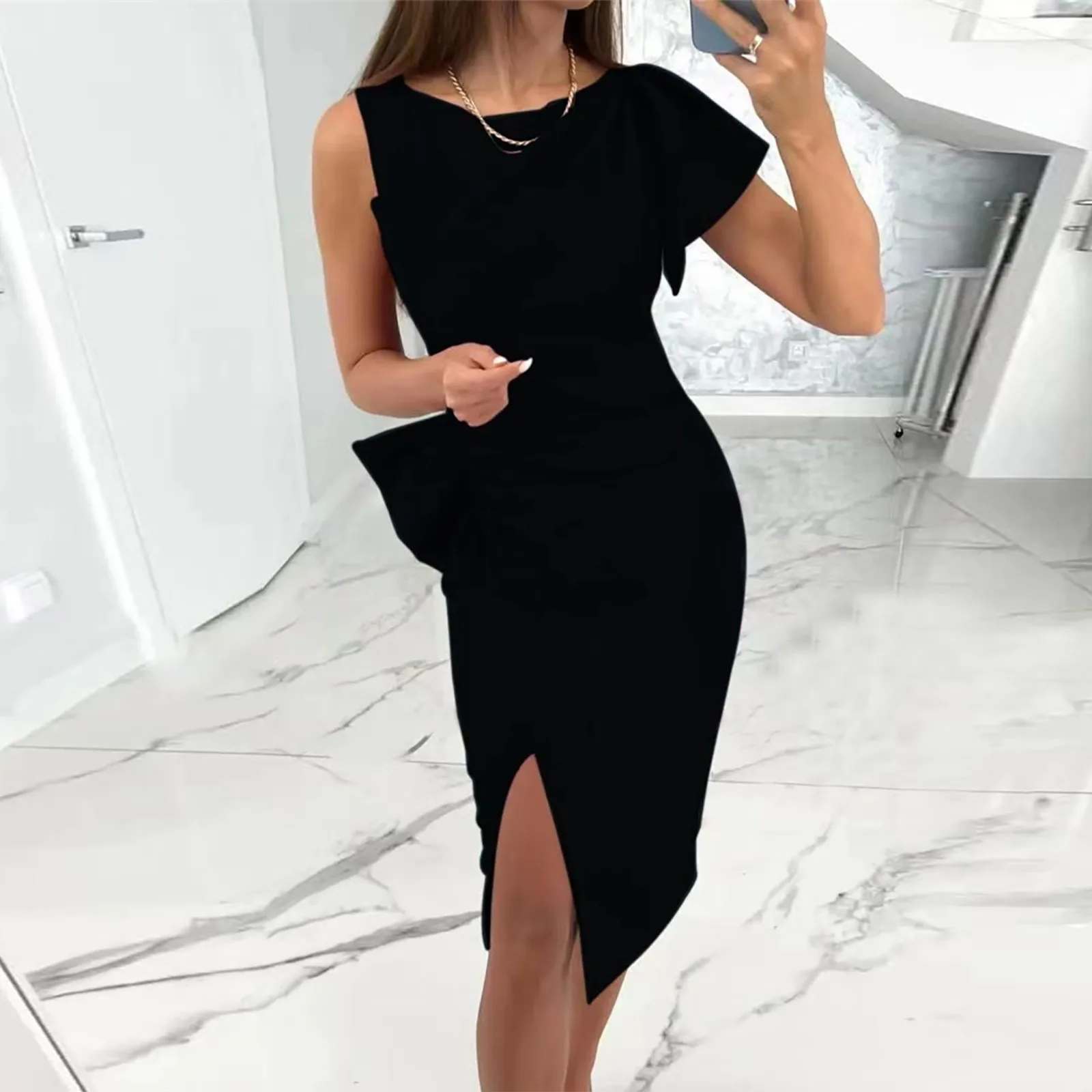 Summer Dress Solid Print Summer Dresses O Neck High Waist Boho Dress Slit Sleeveless Dress Платье Женское
Summer Dress Solid Print Summer Dresses O Neck High Waist Boho Dress Slit Sleeveless Dress Платье Женское