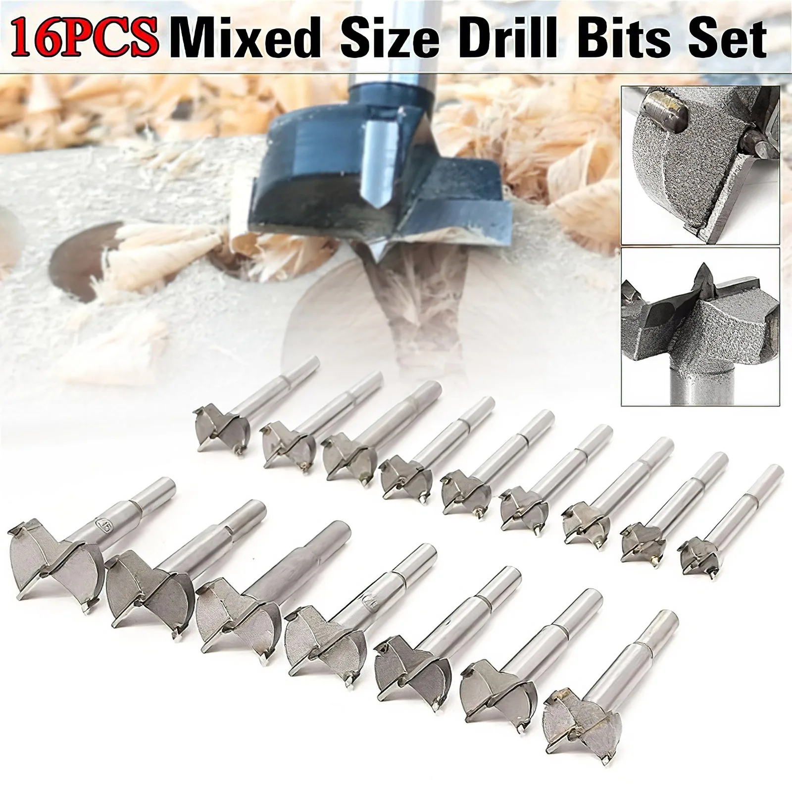 

16pcs15-35mm Multifunctional Woodworking Drill Bit Self Centering Hole Saw Cutter Hole Drilling Tools Forstner High Hardness Dri