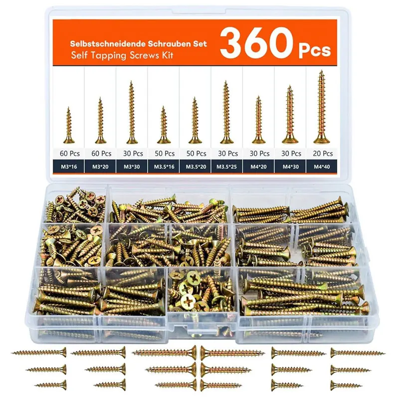 Набор саморезов из нержавеющей стали 360 шт.
Набор саморезов из нержавеющей стали 360 шт.