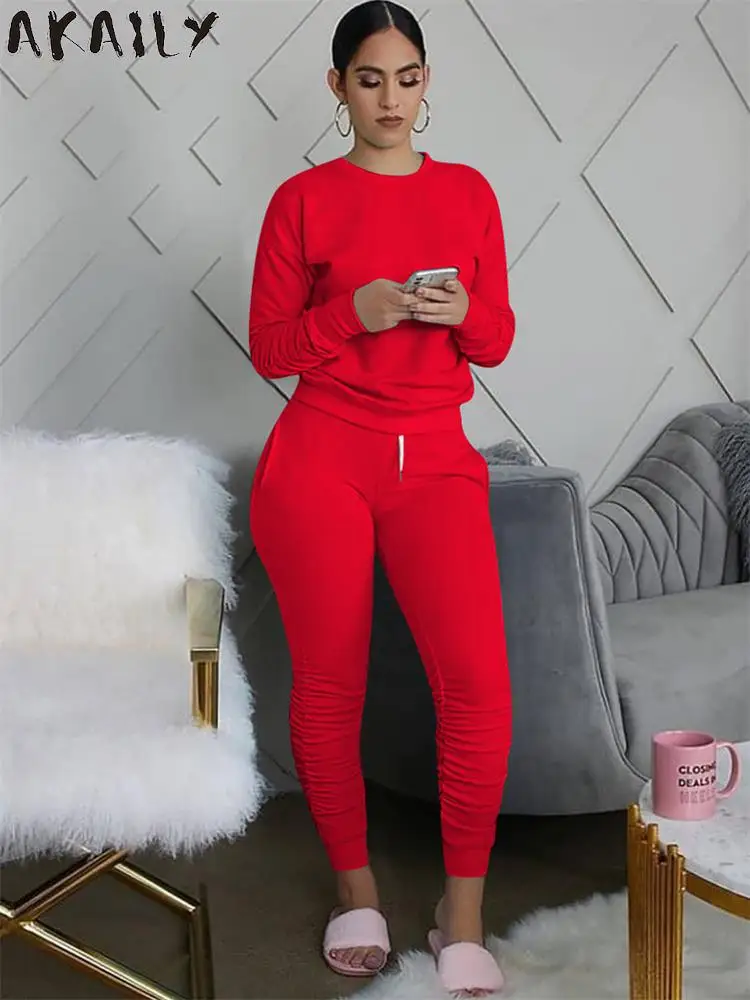 Akaily Solid 2 Two Piece Sets Tracksuit Women Fall Outfits 2023 Long Sleeve Tops And Ankle-Tied Pants Sets Female Sweatsuits
Akaily Solid 2 Two Piece Sets Tracksuit Women Fall Outfits 2023 Long Sleeve Tops And Ankle-Tied Pants Sets Female Sweatsuits