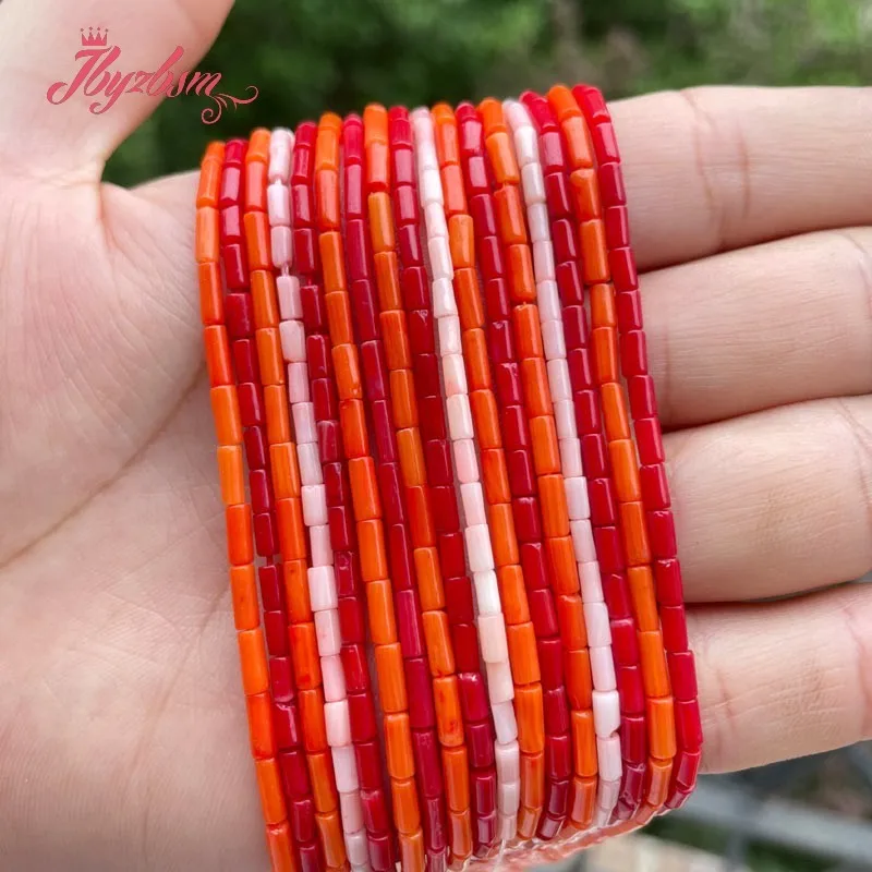 

2x4mm Smooth Column Coral Natural Stone Beads Loose For DIY Necklace Bracelets Earring Jewelry Making Strand 15" Free shipping