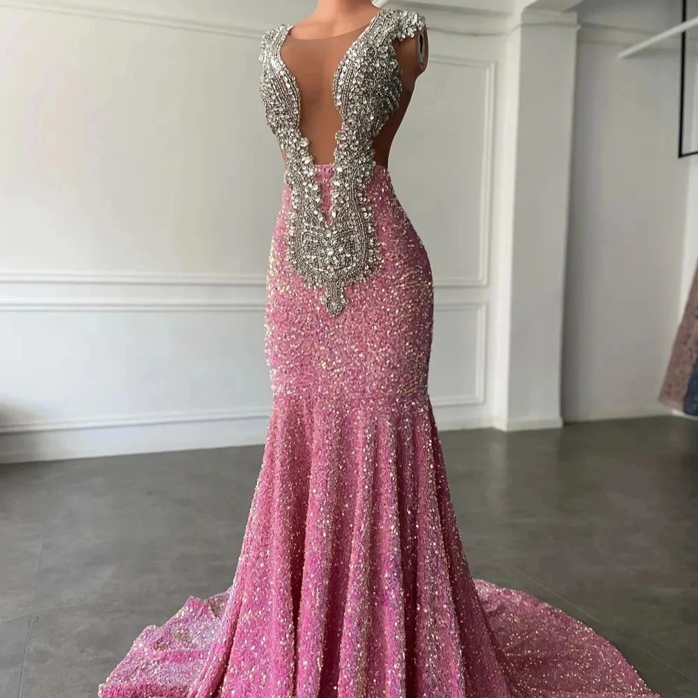Pink African American Prom Dresses Mermaid Cap Sleeves Sequins Crystals Black Girls Nigeria Robe De Soiree Evening Dresses Gown
Pink African American Prom Dresses Mermaid Cap Sleeves Sequins Crystals Black Girls Nigeria Robe De Soiree Evening Dresses Gown