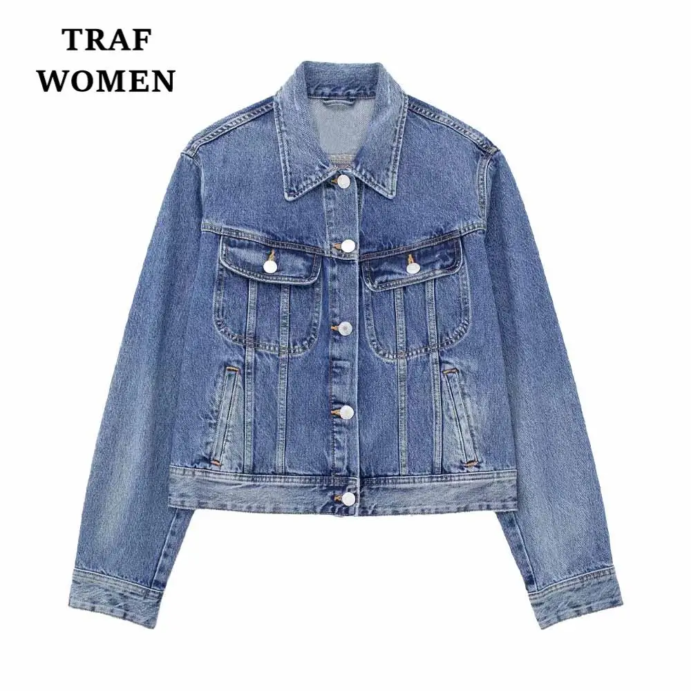 TRAF WOMEN 2023 Fashion Spring New Pocket Decorated Denim Jacket Short Casual Long Sleeve Retro Female Chic Jacket Mujer 4365270
TRAF WOMEN 2023 Fashion Spring New Pocket Decorated Denim Jacket Short Casual Long Sleeve Retro Female Chic Jacket Mujer 4365270