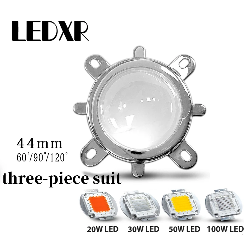 

44mm LED lens LED integrated light source lens 44mm clear glass + 50mm reflector + fixed bracket 20W 30W 50W 70W 100W