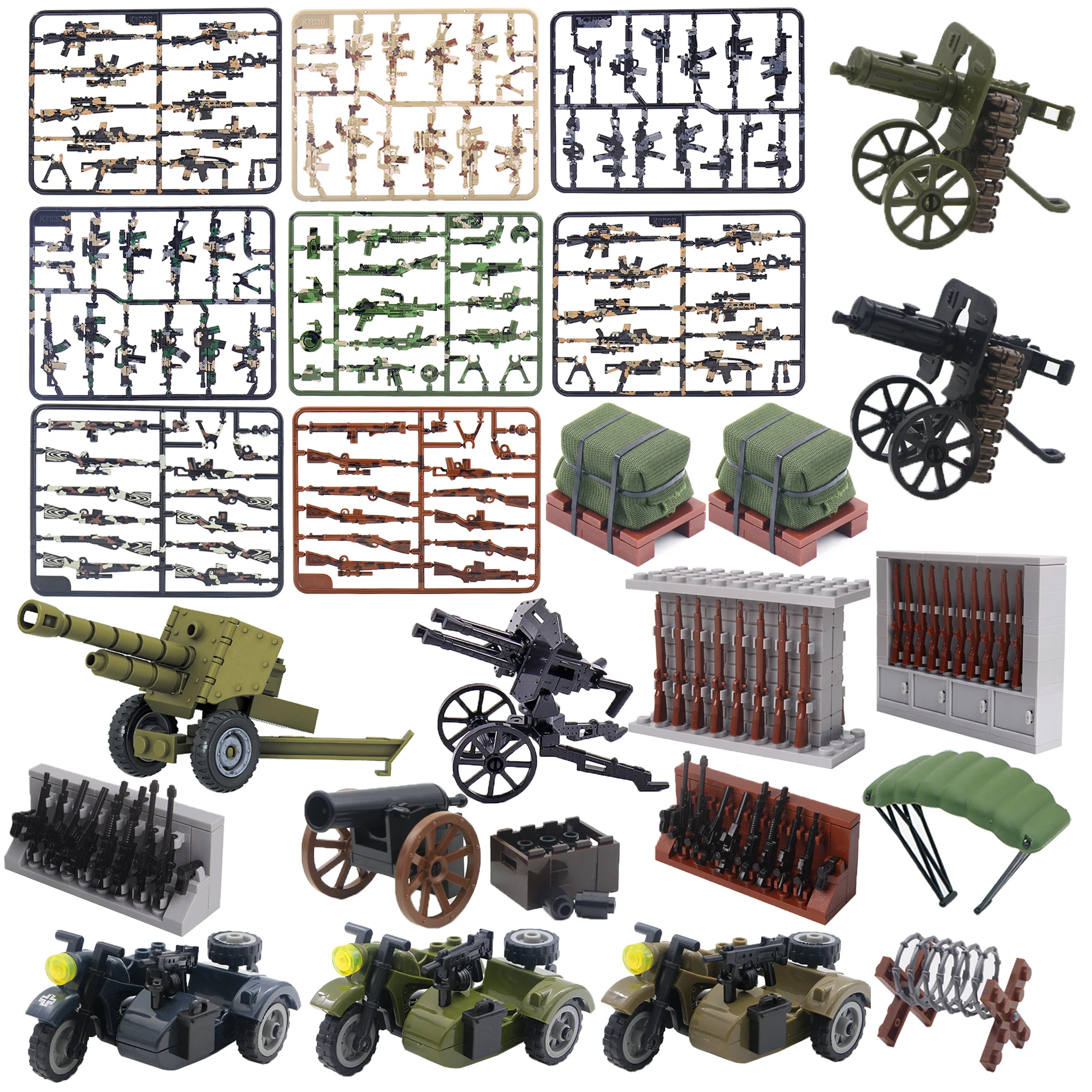 WW2 Military Weapons Guns Pack Cannon Army Soldier Figures Equipments PUBG Accessories MOC Bricks Blocks Assemble Weapon Vehicle 
WW2 Military Weapons Guns Pack Cannon Army Soldier Figures Equipments PUBG Accessories MOC Bricks Blocks Assemble Weapon Vehicle
