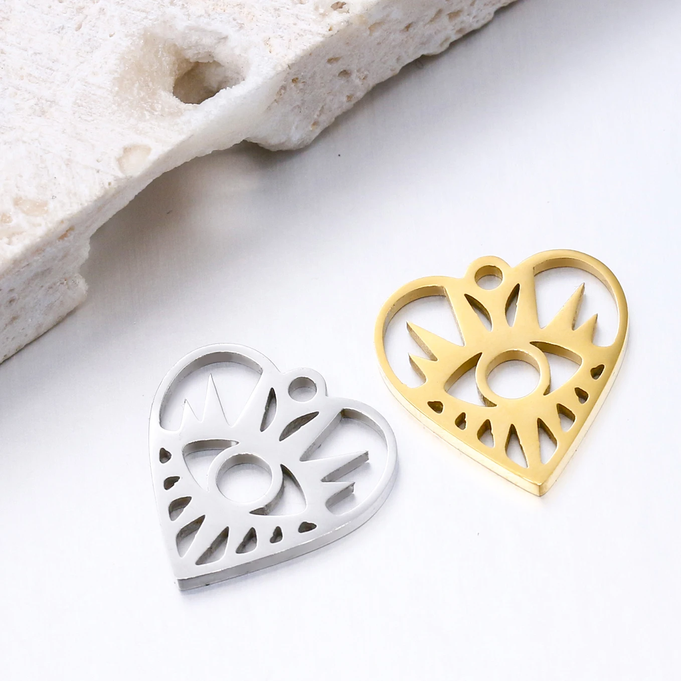 5pcs злой глазный подвеска нержавеющая сталь персиковая DIY ожерелье ручная цепная