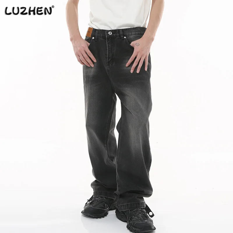 

LUZHEN Trend New Men Vintage Jeans Harbor Style Distressed Washed Baggy Denin Pant Loose Srteetwear Niche Design Trousers 894dab