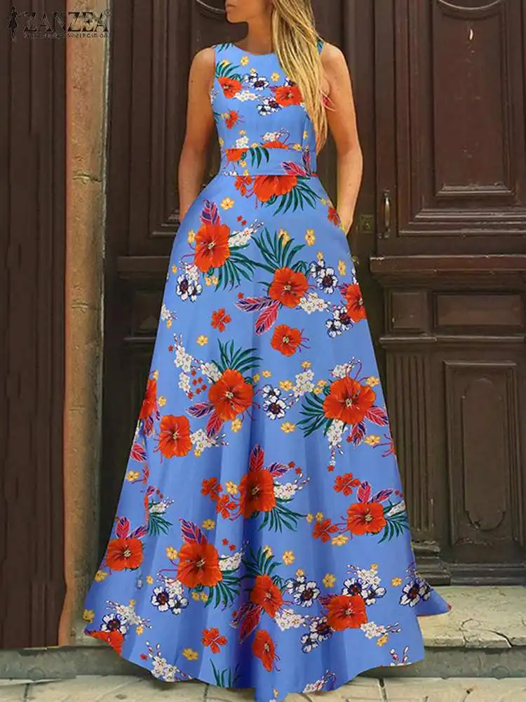 ZANZEA Bohemian Elegant Dress Summer Women Floral Printed Sleeveless O-Neck Swing Sundress Femme Holiday Party Loose Long Robe
ZANZEA Bohemian Elegant Dress Summer Women Floral Printed Sleeveless O-Neck Swing Sundress Femme Holiday Party Loose Long Robe
