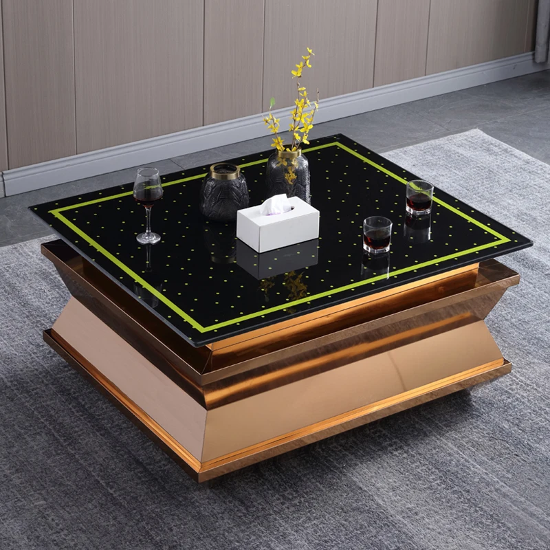 K bar combination simple modern stainless steel metal tea table tempered glass rose gold tea table square
K bar combination simple modern stainless steel metal tea table tempered glass rose gold tea table square